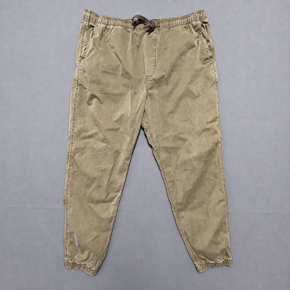 American Eagle Flex Jogger Pants Mens Large Khaki Tan Elastic Waist Drawstring